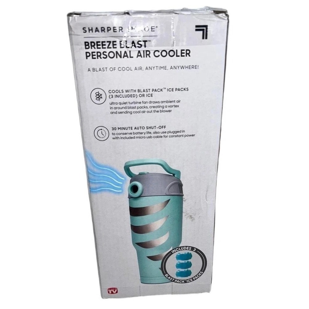 Sharper Image Breeze Blast Personal‎ Air Cooler Teal Portable Ice Pack Ultra